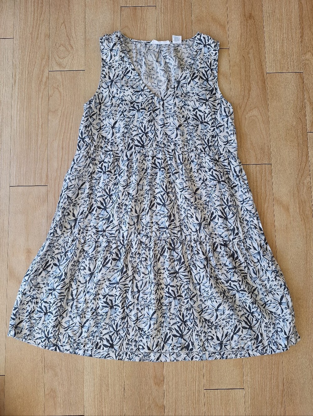 Lucky Brand Dress Womens White Blue Floral Linen 100% Sleeveless Size S